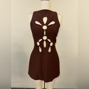 Cult Gaia Brown Backless Dress with Cut-Out Design